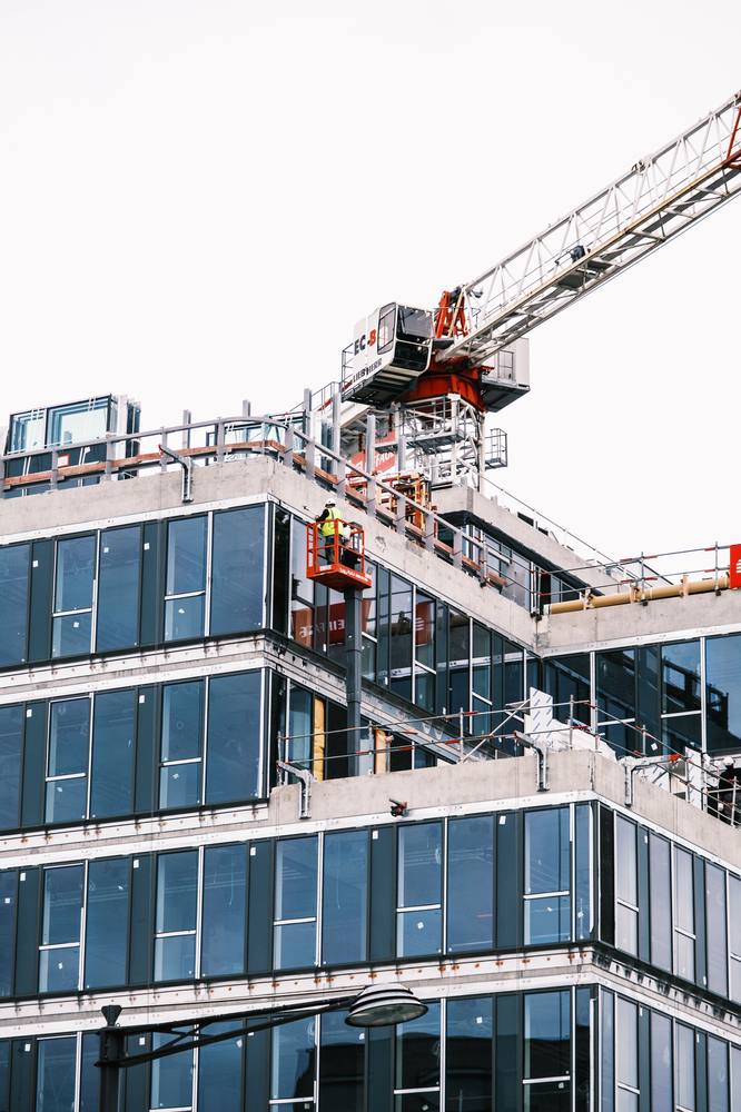 Modern office building under construction